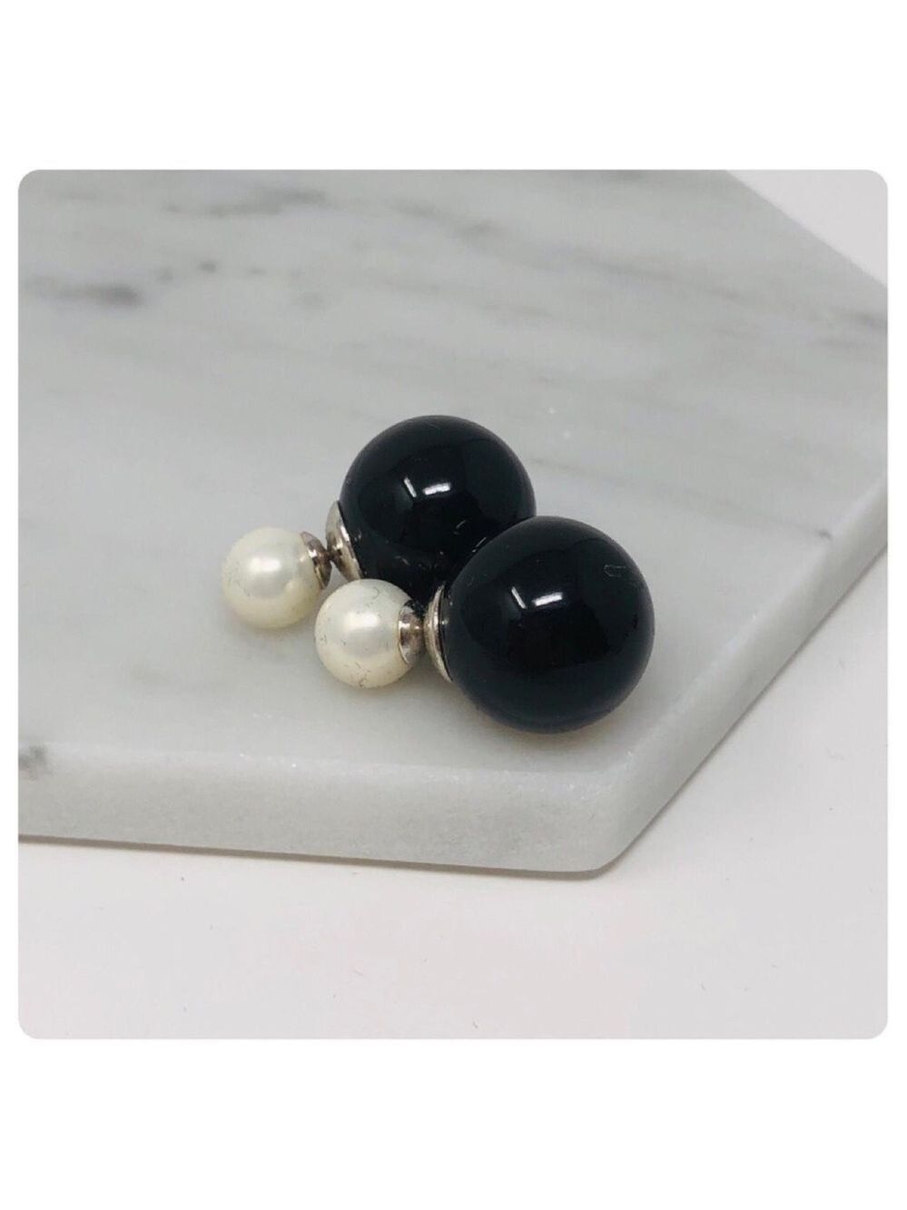 Two-tone imitation pearls on sterling silver post Pierced Earrings